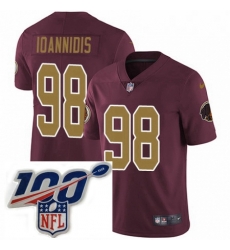 Mens Nike Washington Redskins 98 Matt Ioannidis Burgundy Red Gold Number Alternate 80TH Anniversary Vapor Untouchable Limited Stitched 100th anniversary Ne