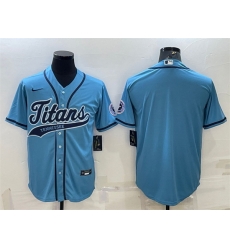 Men Tennessee Titans Blank Blue With Patch Cool Base Stitched Baseball Jersey