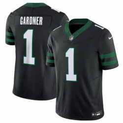 Men New York Jets 1 Ahmad Sauce Gardner Black 2024 F U S E Vapor Untouchable Limited Stitched Jersey