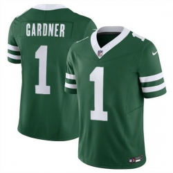 Men New York Jets 1 Sauce Gardner Green 2024 F U S E  Vapor Limited Stitched Jersey