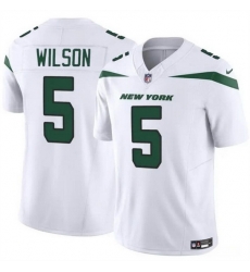 Men New York Jets 5 Garrett Wilson White 2023 F U S E Vapor Untouchable Limited Stitched Jersey