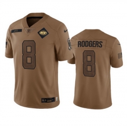 Men New York Jets 8 Aaron Rodgers 2023 Brown Salute To Service Limited Stitched Football Jersey