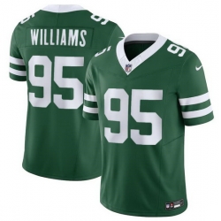 Men New York Jets 95 Garrett Wilson Green 2024 F U S E  Vapor Limited Stitched Jersey