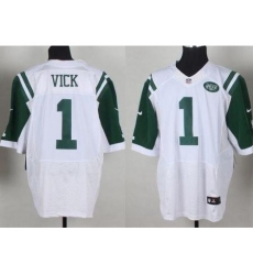 Nike New York Jets 1 Michael Vick White Elite NFL Jersey