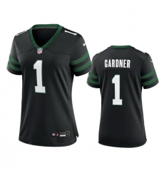 Women New York Jets 1 Sauce Gardner Black 2024 Stitched Football Jersey