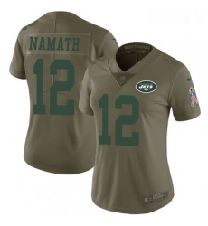 Womens Nike New York Jets 12 Joe Namath Limited Olive 2017 Salute to Service NFL Jersey