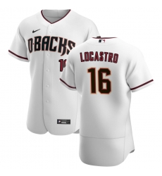 Men Arizona Diamondbacks 16 Tim Locastro Men Nike White Crimson Flex Base Home Team MLB Jersey