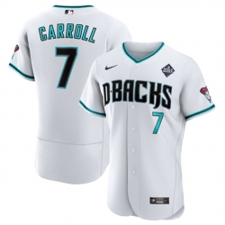 Men Arizona Diamondbacks 7 Corbin Carroll White 2023 World Series Flex Base Stitched Jersey