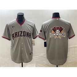 Men Arizona Diamondbacks Grey Team Big Logo Cool Base Stitched Baseball JerseyS