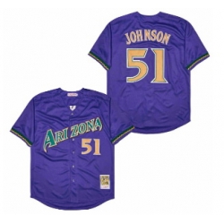 Men MLB Arizona Diamondbacks Randy Johnson Purple Mitchell & Ness Throwback Jersey