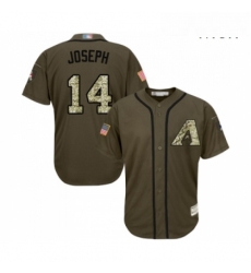 Mens Arizona Diamondbacks 14 Caleb Joseph Authentic Green Salute to Service Baseball Jersey 