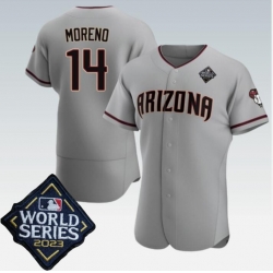 Men's Arizona Diamondbacks #14 Gabriel Moreno Jersey Gray 2023 World Series Flex Base Jersey