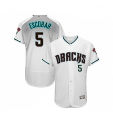 Mens Arizona Diamondbacks 5 Eduardo Escobar White Teal Alternate Authentic Collection Flex Base Baseball Jersey