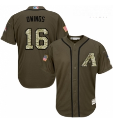 Mens Majestic Arizona Diamondbacks 16 Chris Owings Authentic Green Salute to Service MLB Jersey