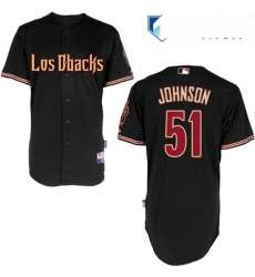 Mens Majestic Arizona Diamondbacks 51 Randy Johnson Replica Black Cool Base MLB Jersey