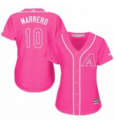 Womens Majestic Arizona Diamondbacks 10 Deven Marrero Replica Pink Fashion MLB Jersey 