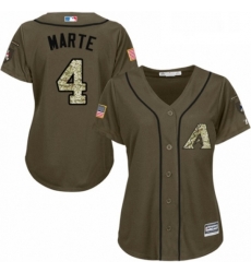 Womens Majestic Arizona Diamondbacks 4 Ketel Marte Authentic Green Salute to Service MLB Jersey 