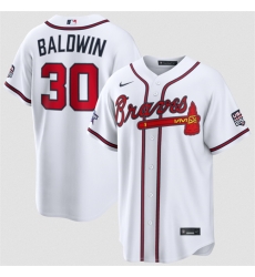 Men Atlanta Braves  30 Drake Baldwin White 2026 All Star Game   USA 250 Patch Stitched Baseball Jersey