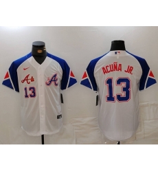 MLB Braves 13 Ronald Acuna White City Connect Cool Base Men Jersey 3