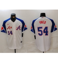 MLB Braves 54 Max Fried White City Connect Nike Cool Base Men Jersey 5