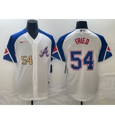 MLB Braves 54 Max Fried White City Connect Nike Cool Base Men Jersey