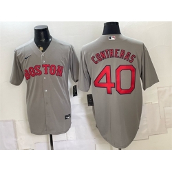 Men Boston Red Sox  40 Willson Contreras Grey Cool Base Stitched Baseball Jersey