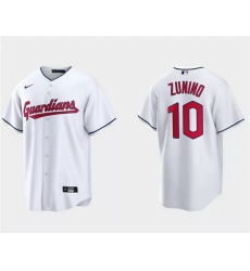 Men Cleveland Guardians 10 Mike Zunino White Cool Base Stitched Jersey