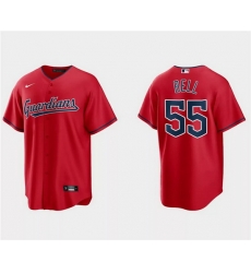 Men Cleveland Guardians 55 Josh Bell Red Cool Base Stitched Jersey