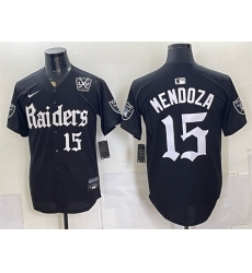 Men Las Vegas Raiders  15 Fernando Mendoza Black  Gothic Sin City Shadows Edition  With 65th Anniversary Patch Vapor Limited Stitched Baseball Jersey