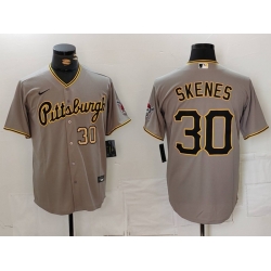 Men Pittsburgh Pirates 30 Paul Skenes Grey Stitched Baseball Jersey 2 403