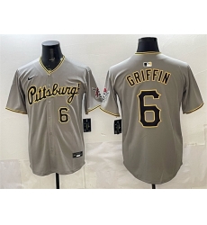 Men Pittsburgh Pirates 6 Konnor Griffin Grey Limited Stitched Baseball Jersey Men Pittsburgh Pirates 6 Konnor Griffin Grey Limited Stitched Baseball Jersey