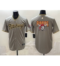 Men Pittsburgh Pirates Team Big Logo Gray Limited Stitched Baseball Jersey