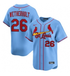 Men St  Louis Cardinals  26 JJ Wetherholt Light Blue Alternate Limited Stitched Baseball Jersey
