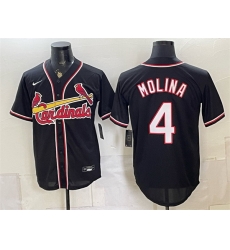 Men St Louis Cardinals 4 Yadier Molina 2026 Fashion Replica Black Out Stitched Baseball Jersey Men St Louis Cardinals 4 Yadier Molina 2026 Fashion Replica Black Out Stitched Baseball Jersey