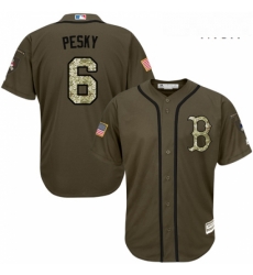 Mens Majestic Boston Red Sox 6 Johnny Pesky Replica Green Salute to Service MLB Jersey