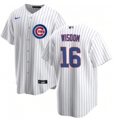 Men Chicago Cubs 16 Patrick Wisdom White Cool Base Stitched Baseball Jerse