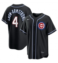 Men Chicago Cubs  4 Pete Crow Armstrong 2026 Fashion Replica Black Out Stitched Baseball Jersey