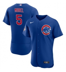 Men Chicago Cubs 5 Christopher Morel Blue Flex Base Stitched Baseball Jersey