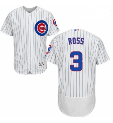 Mens Majestic Chicago Cubs 3 David Ross White Home Flexbase Authentic Collection MLB Jersey