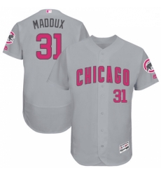 Mens Majestic Chicago Cubs 31 Greg Maddux Grey Mothers Day Flexbase Authentic Collection MLB Jersey