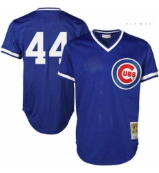 Mens Majestic Chicago Cubs 44 Anthony Rizzo Replica Royal Blue Throwback MLB Jersey