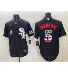 Men Chicago White Sox 5 Munetaka Murakami Black 2026 USA 250 Fourth of July Stitched Baseball Jersey Men Chicago White Sox 5 Munetaka Murakami Black 2026 USA 250 Fourth of July Stitched Baseball Jersey