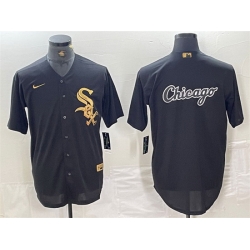 Men Chicago White Sox Black Team Big Logo Cool Base Stitched Jersey