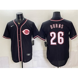 Men Cincinnati Reds  26 Chase Burns 2026 Fashion Replica Black Out Stitched Baseball Jersey