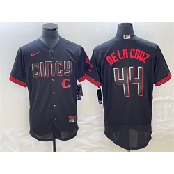 Men Cincinnati Reds 44 Elly De La Cruz Black 2023 City Connect Cool Base Stitched Jersey 1