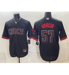 Men Cincinnati Reds 57 Julian Garcia Black City Connect Cool Base Stitched Baseball Jersey Men Cincinnati Reds 57 Julian Garcia Black City Connect Cool Base Stitched Baseball Jersey