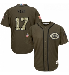 Youth Majestic Cincinnati Reds 17 Chris Sabo Authentic Green Salute to Service MLB Jersey