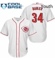 Youth Majestic Cincinnati Reds 34 Homer Bailey Authentic White Home Cool Base MLB Jersey