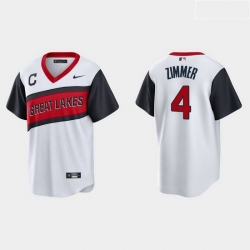 Men Cleveland Indians 4 Bradley Zimmer Men Nike White 2021 Little League Classic Game MLB Jersey