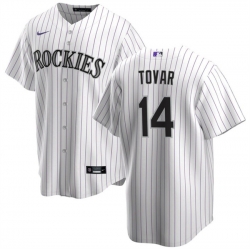 Men Colorado Rockies 14 Ezequiel Tovar White Cool Base Stitched Baseball Jersey